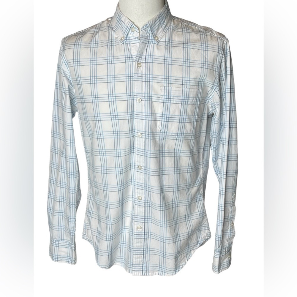 BONOBOS men’s Slim fit plaid button-down collared lightweight dress shirt medium